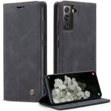 Caseme - CASEME 013 Series Samsung Galaxy S22 5G Pl&aring;nboksfodral Konstl&auml;der Svart
