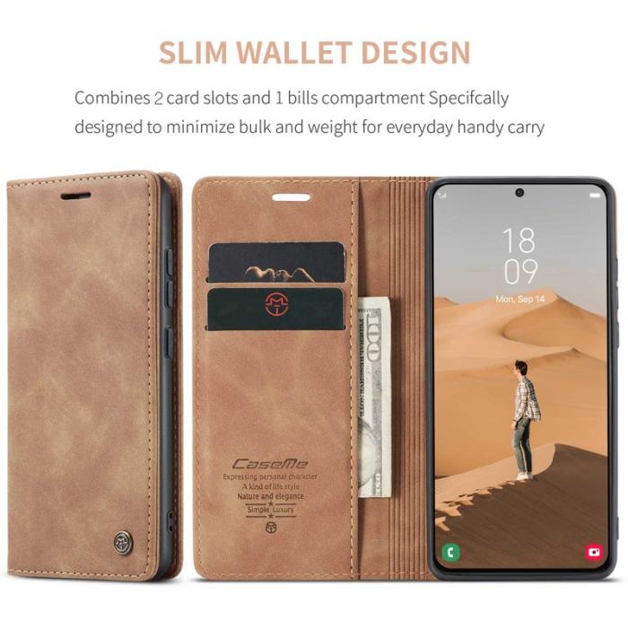 Caseme - CASEME 013 Series Samsung Galaxy S22 5G Plånboksfodral Konstläder Brun