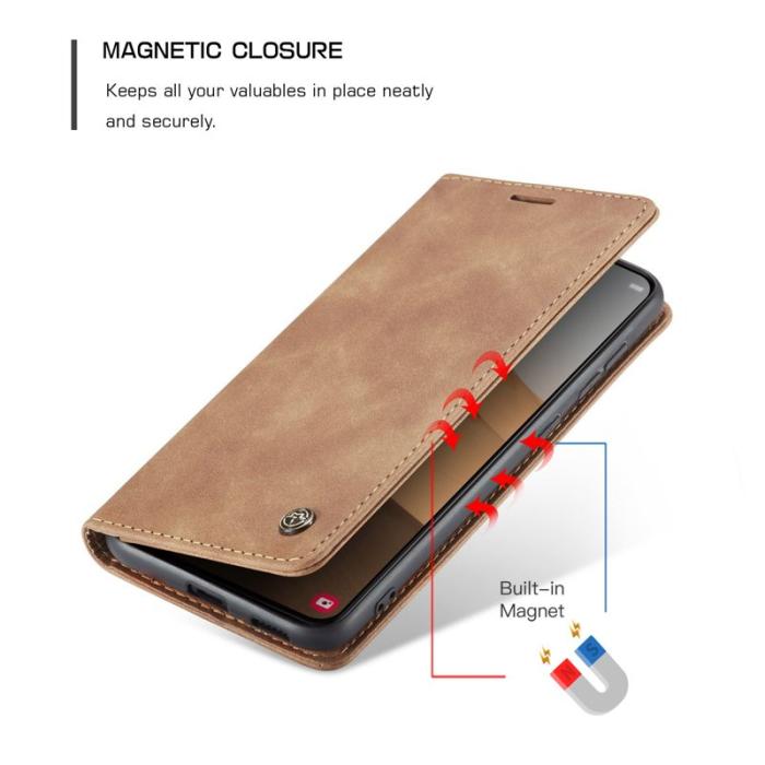 Caseme - CASEME 013 Series Samsung Galaxy S22 5G Plånboksfodral Konstläder Brun