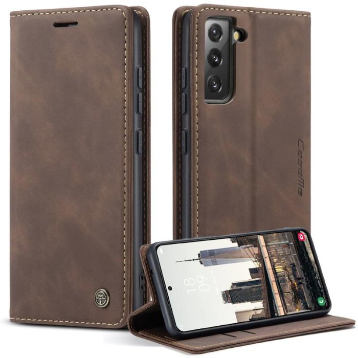 Caseme - CASEME 013 Series Samsung Galaxy S22 5G Plånboksfodral Konstläder Brun