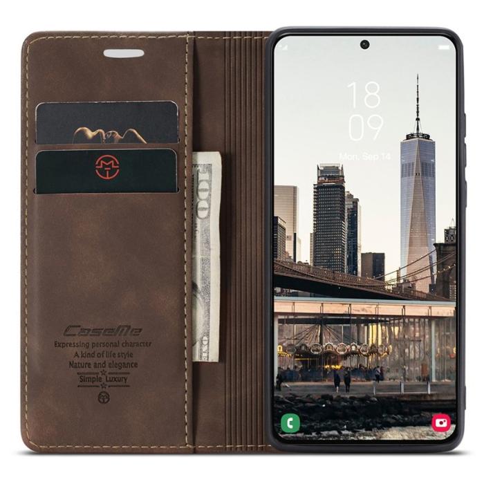 Caseme - CASEME 013 Series Samsung Galaxy S22 5G Plånboksfodral Konstläder Brun