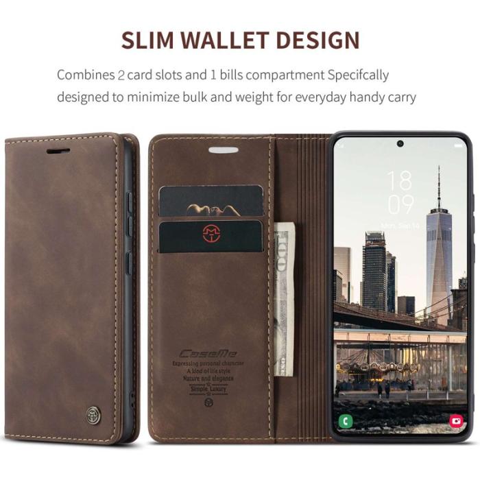 Caseme - CASEME 013 Series Samsung Galaxy S22 5G Plånboksfodral Konstläder Brun