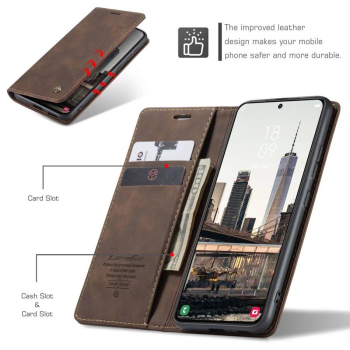Caseme - CASEME 013 Series Samsung Galaxy S22 5G Plånboksfodral Konstläder Brun