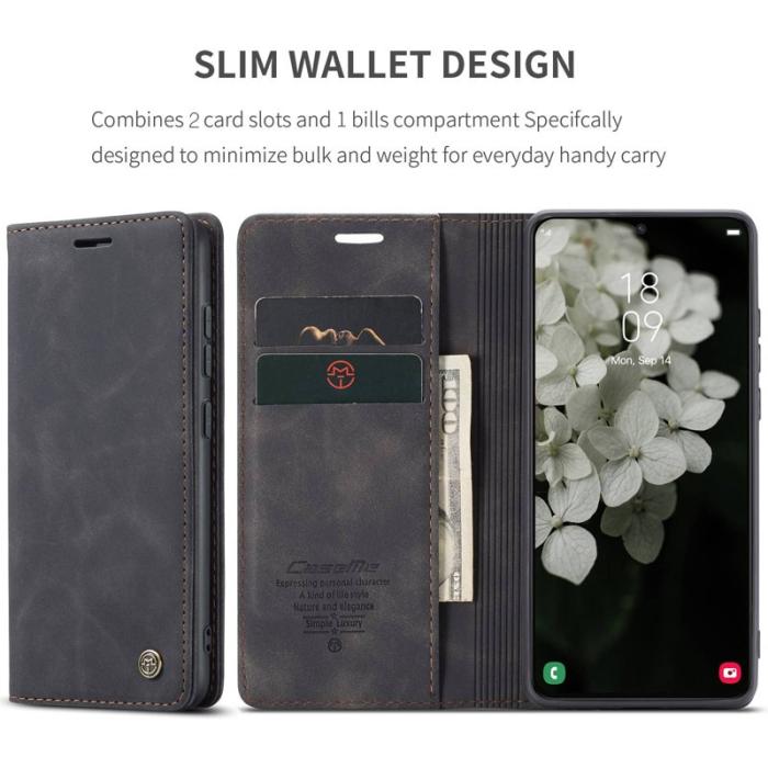 Caseme - CASEME 013 Series Samsung Galaxy S22 5G Plånboksfodral Konstläder Svart