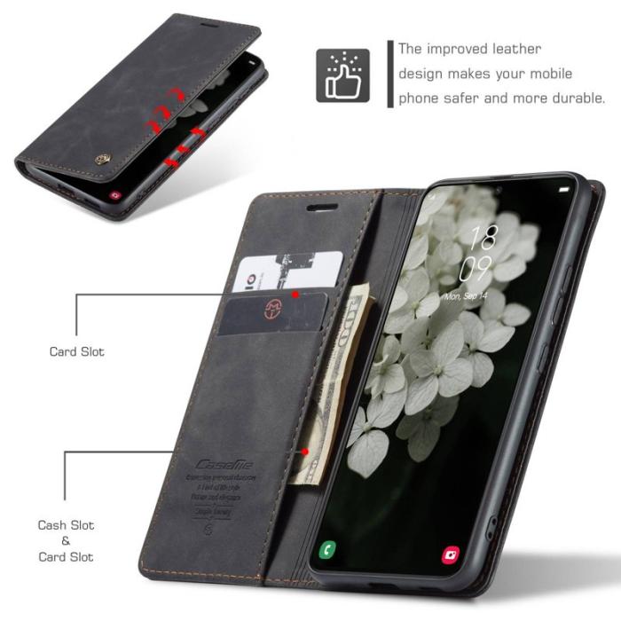 Caseme - CASEME 013 Series Samsung Galaxy S22 5G Plånboksfodral Konstläder Svart