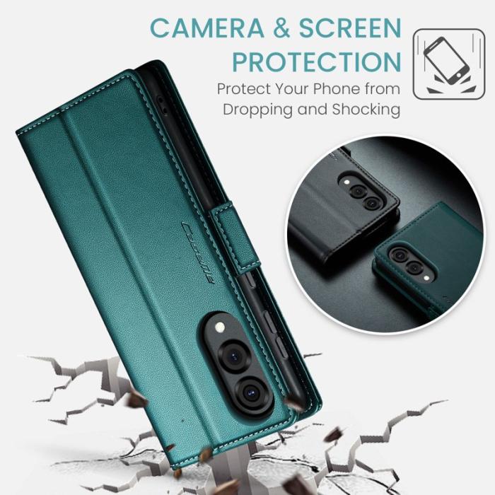 Caseme - CASEME 023 Series Samsung Galaxy S25 Edge Konstläder Plånboksfodral Grön