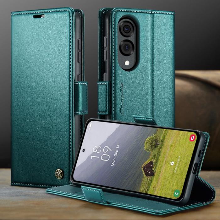 Caseme - CASEME 023 Series Samsung Galaxy S25 Edge Konstläder Plånboksfodral Grön