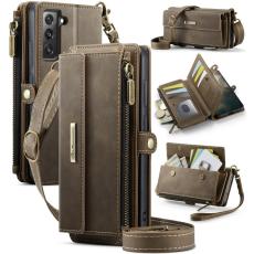 Caseme - CASEME Konstl&auml;der Pl&aring;nboksfodral till Samsung Galaxy S22 5G - Brun