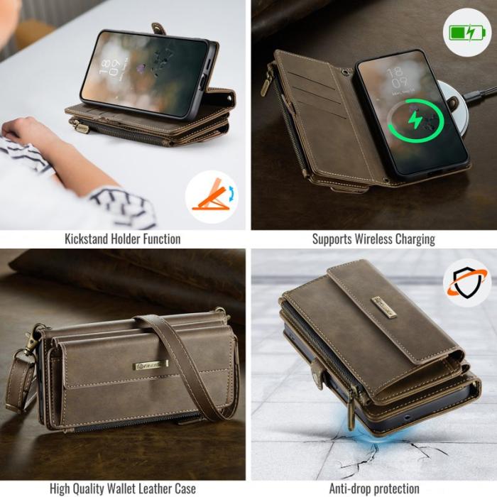 Caseme - CASEME Konstläder Plånboksfodral till Samsung Galaxy S22 5G - Brun