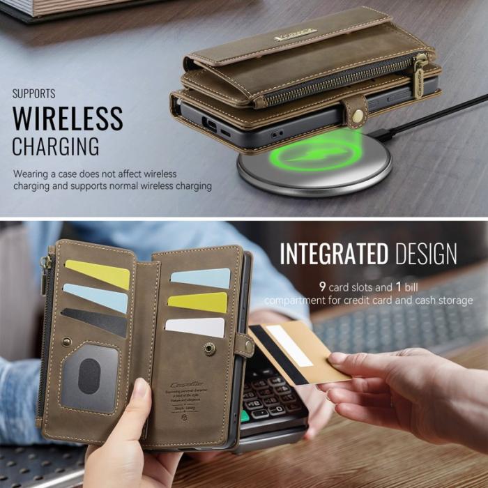 Caseme - CASEME Konstläder Plånboksfodral till Samsung Galaxy S22 5G - Brun
