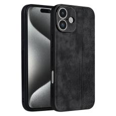 AZNS - AZNS iPhone 16 Plus Fodral Skyddande KonstL&auml;der - Svart