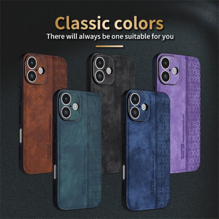AZNS - AZNS iPhone 16 Plus Fodral Skyddande KonstLäder - Brun