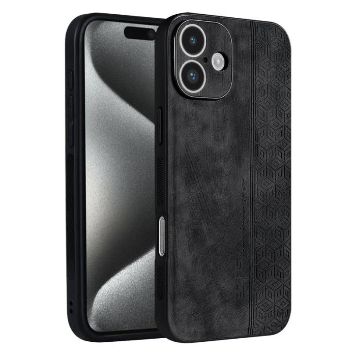 AZNS - AZNS iPhone 16 Plus Fodral Skyddande KonstLäder - Svart
