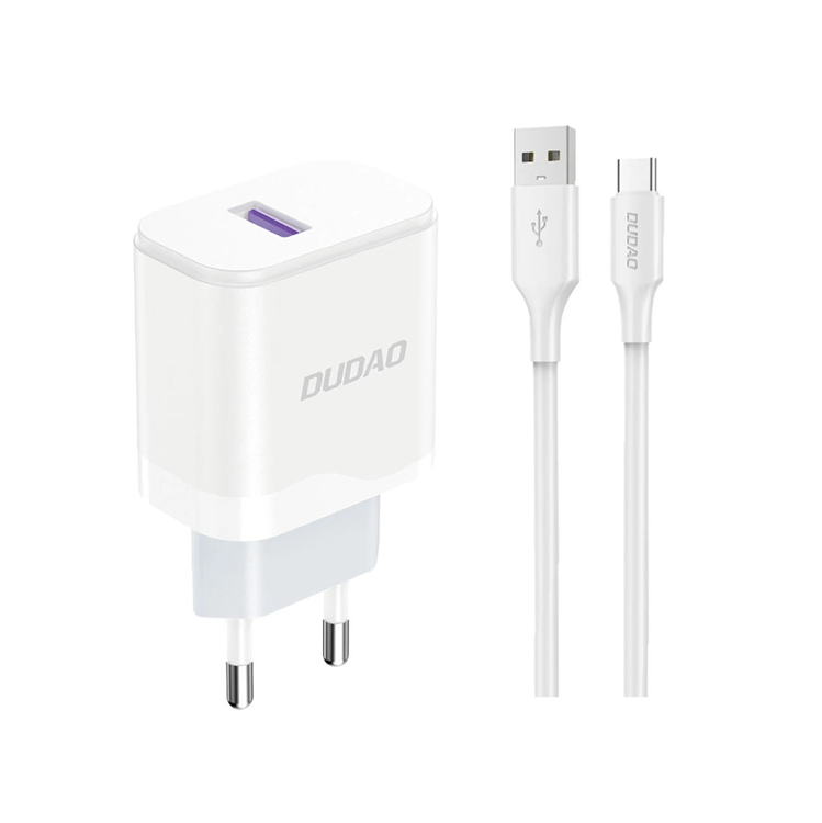 Dudao Väggladdare 18W Med USB-C Kabel - Vit (Type C) | 505295 | AlltMobil