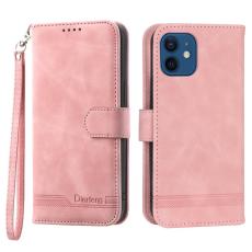 DIERFENG - DIERFENG DF-03 Pl&aring;nboksfodral i Konstl&auml;der - Rosa f&ouml;r iPhone 12/12 Pro