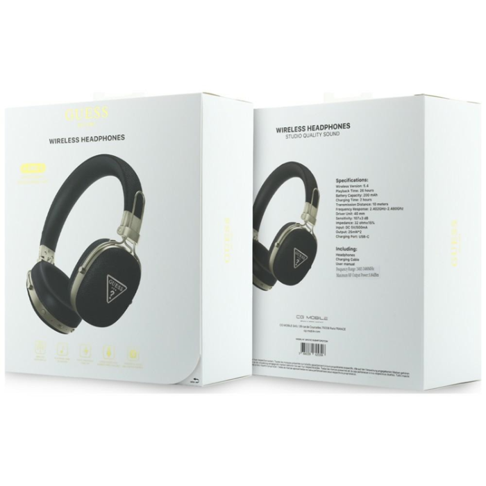 Guess - Guess On-Ear Hörlurar Bluetooth ENC Metal Grained Triangle Logo - Svart
