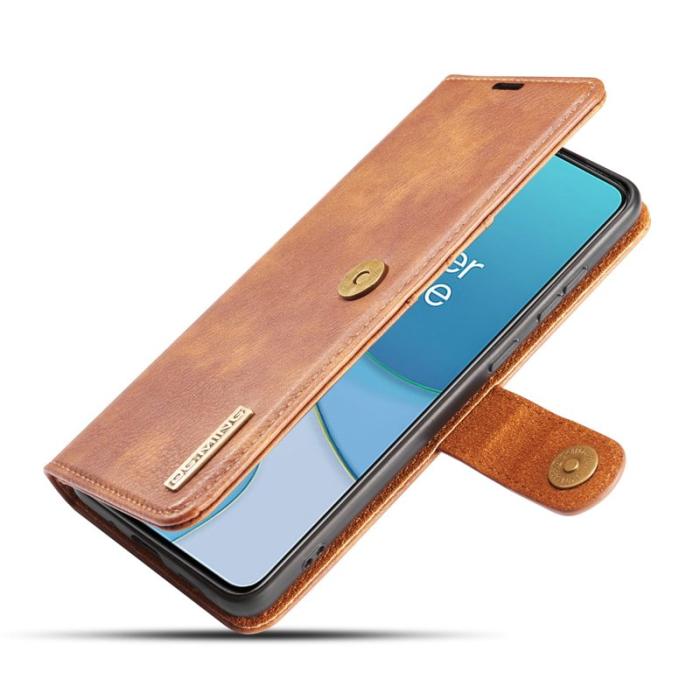 DG.MING - DG.MING OnePlus 8T Äkta Läder Plånboksfodral Brun