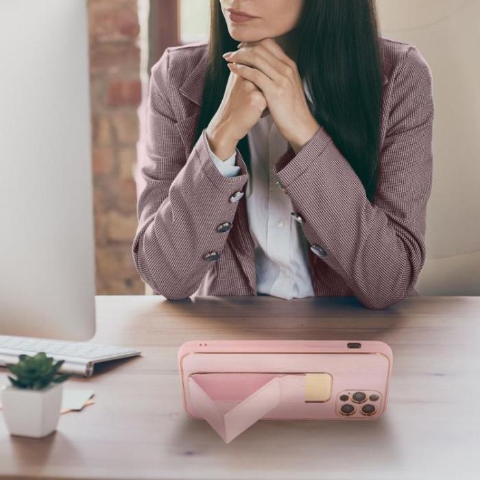 Forcell - Forcell iPhone 11 Pro Skal Kickstand Läder - Rosa