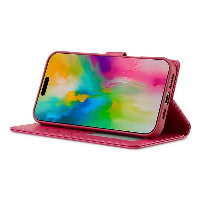LC.imeeke - LC.IMEEKE iPhone 16 Pro Plånboksfodral Konstläder - Rosa