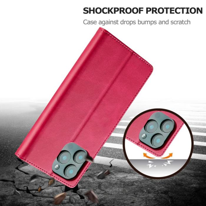 LC.imeeke - LC.IMEEKE iPhone 16 Pro Plånboksfodral Konstläder - Rosa