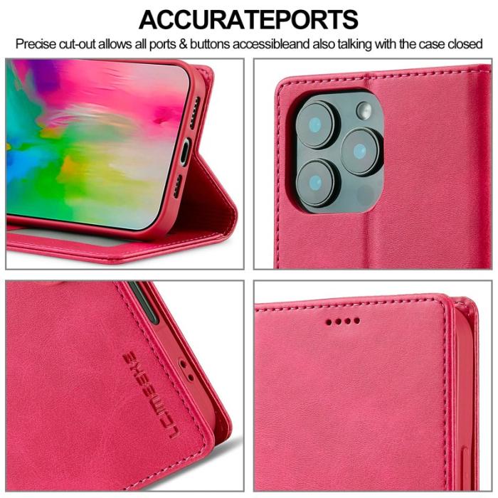 LC.imeeke - LC.IMEEKE iPhone 16 Pro Plånboksfodral Konstläder - Rosa