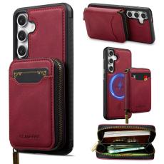 LC.imeeke - LC.IMEEKE L6 f&ouml;r Samsung Galaxy S24 FE Konstl&auml;der Pl&aring;nboksfodral - R&ouml;d