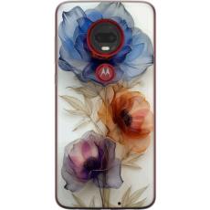 iSecrets - Genomskinligt Skal kompatibel med Motorola Moto G7 Plus med Silkesblommor