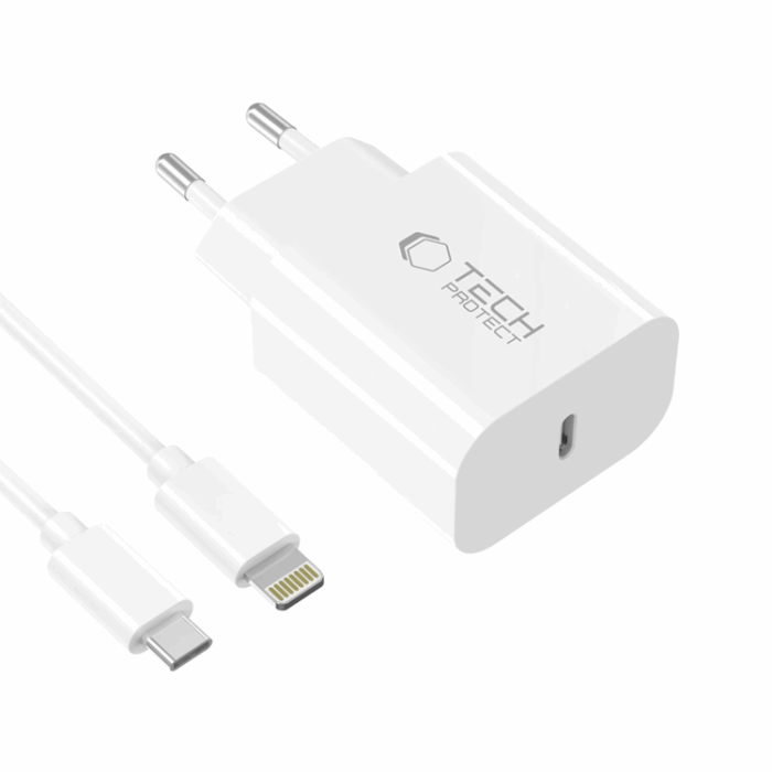 Tech-Protect - Tech-Protect Snabbladdare NC20W 1-Port Lightning Kabel PD 20W
