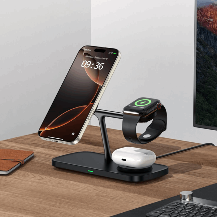 Tech-Protect - 3-in-1 Magsafe Trådlös Laddare iPhone, Apple Watch, AirPods Qi 15W