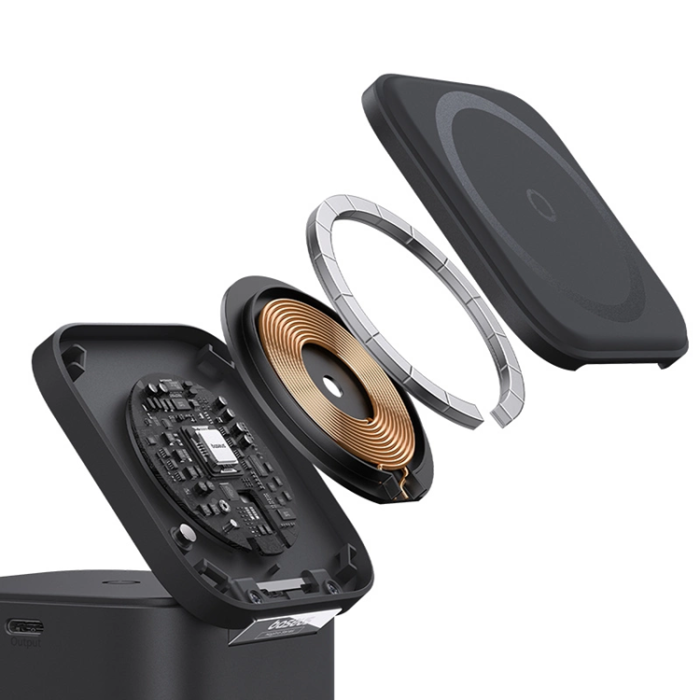 BASEUS - Baseus 2-in-1 Trådlös Laddare Magsafe USB-C - Svart