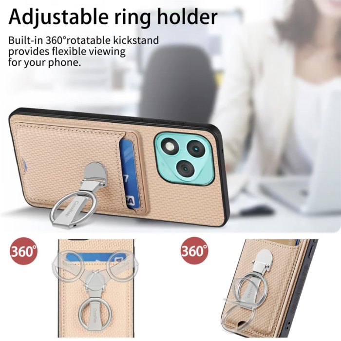 A-One Brand - Honor 400 Lite Mobilskal Korthållare Carbon Fiber - Beige