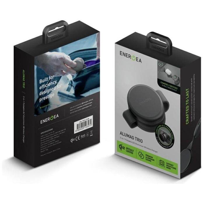 ENERGEA - Energea Qi2 3in1 MagSafe Trådlös Laddare Apple 15W Alumag Trio - Graphite