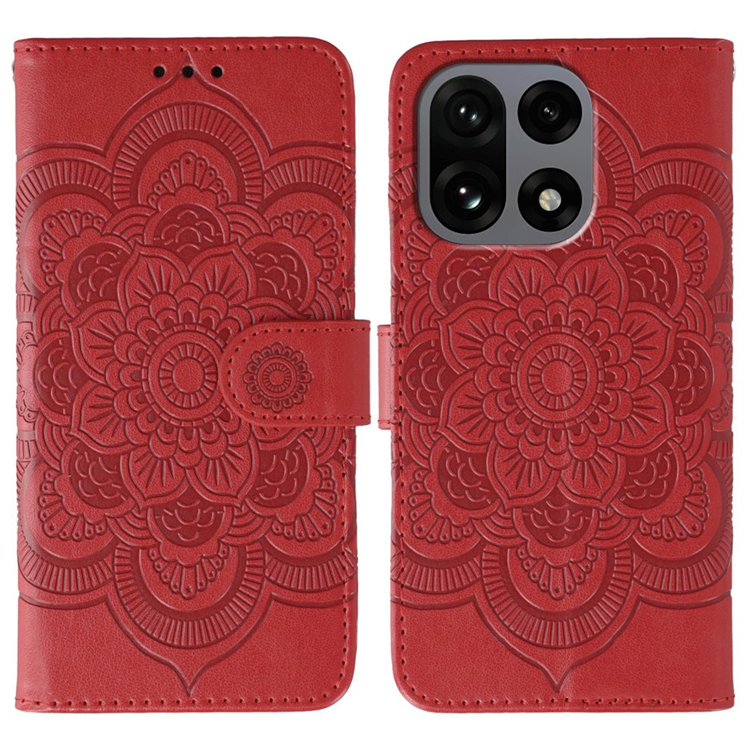 OnePlus 15 Plånboksfodral Mandala Imprinted Konstläder (Röd) | 2353 | AlltMobil