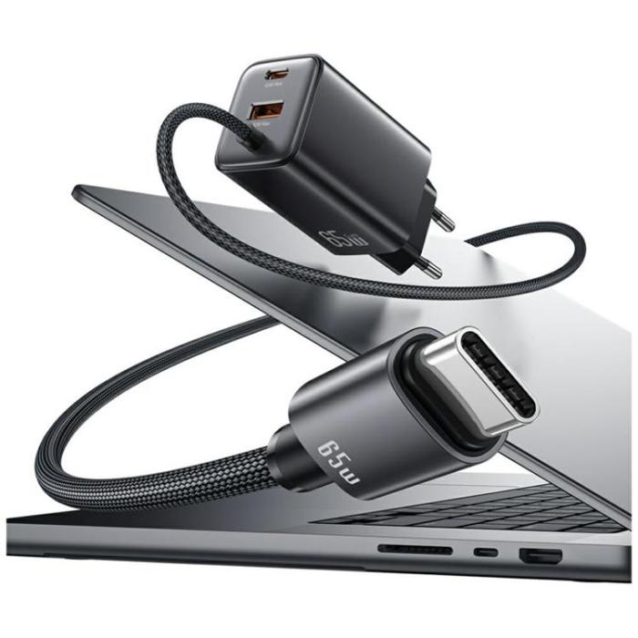 USAMS - USAMS Snabbladdare 65W 2xUSB-C 1xUSB-A GaN JC - Vit