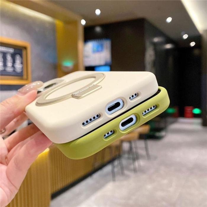 A-One Brand - Mobilskal för iPhone 15 Pro Max MagSafe Liquid Silikon Kickstand - Rosa