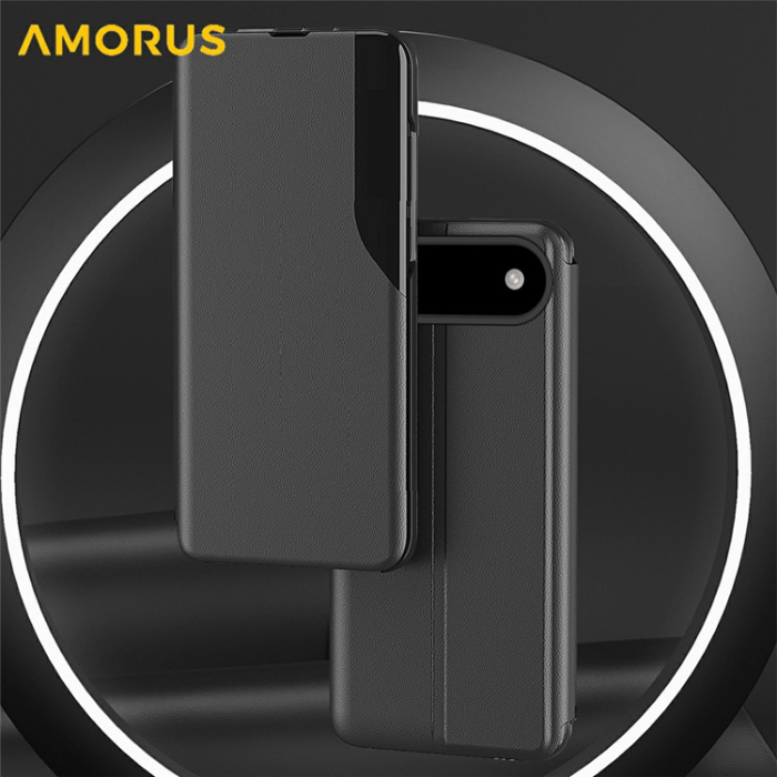 Amorus - Amorus iPhone Air Mobilskal Folio Flip Stativ PU-Läder - Svart