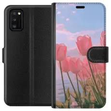 Gustaf - Pl&aring;nboksfodral till Samsung Galaxy A41 med Rosa Tulpaner