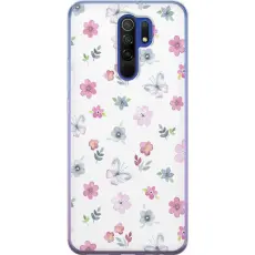 Gustaf - Mobilskal till Xiaomi Redmi 9 med Blommor och fj&auml;rillar