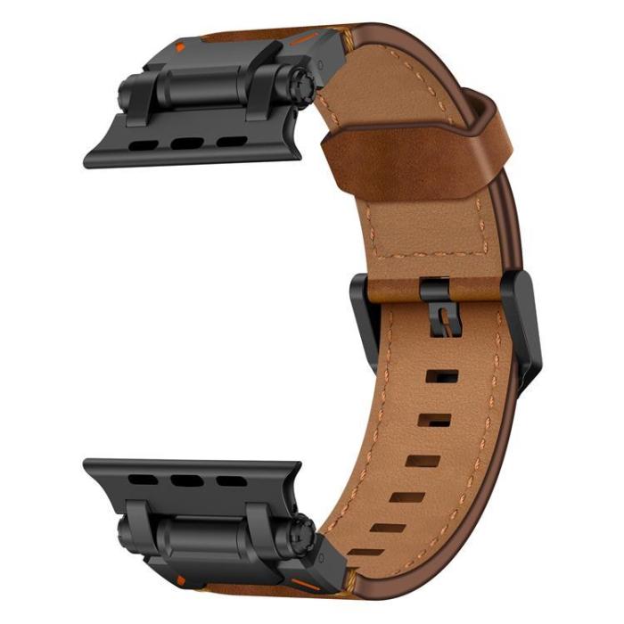 Boom of Sweden - Apple Watch Ultra (49mm) Armband Svart Äkta Läder - Brun