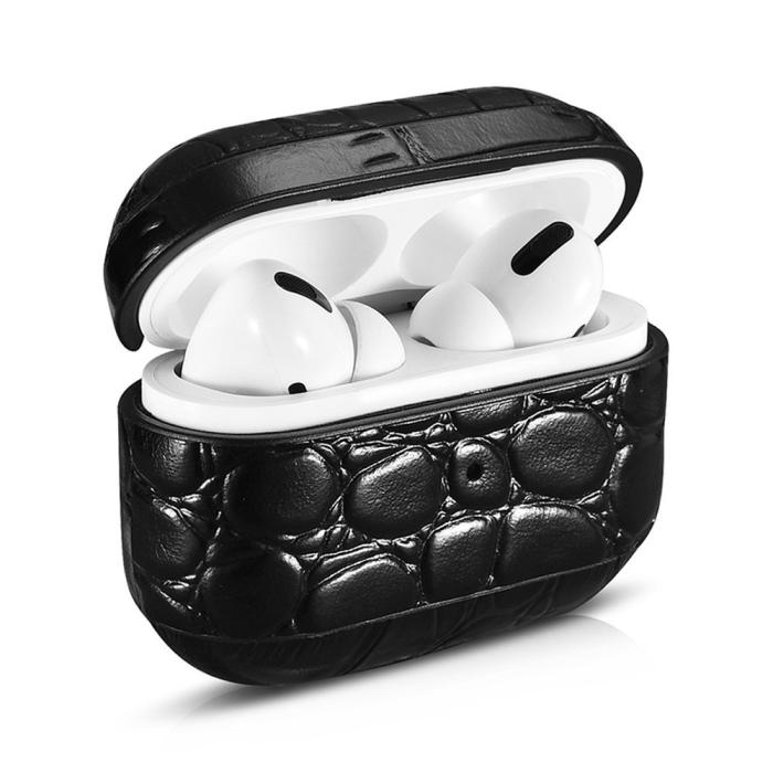UTGATT5 - iCarer Crocodile Läder Skal Airpods Pro - Svart