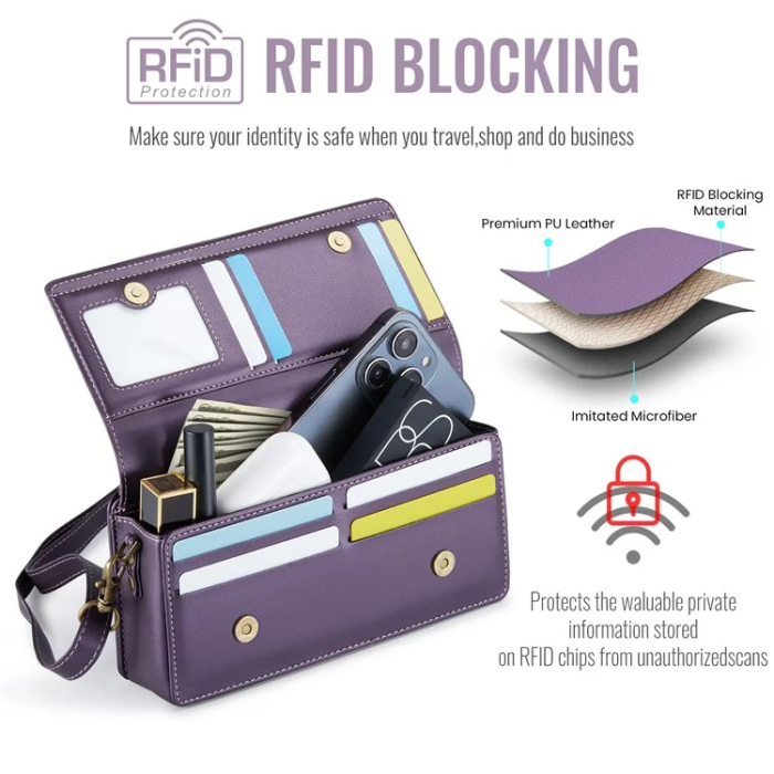 Caseme - CASEME Crossbody Väska RFID Blocking Me30 Max Läder - Lila