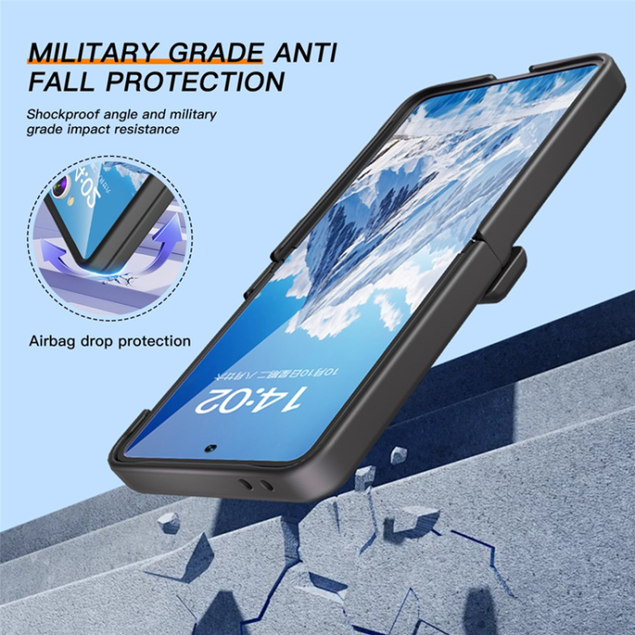 A-One Brand - Galaxy Z Flip7 Mobilskal Hinge Protection Kickstand - Svart
