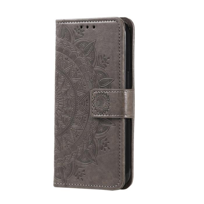 OEM - Samsung Galaxy S26 Plus Plånboksfodral Impräntad Totem Konstläder - Grå