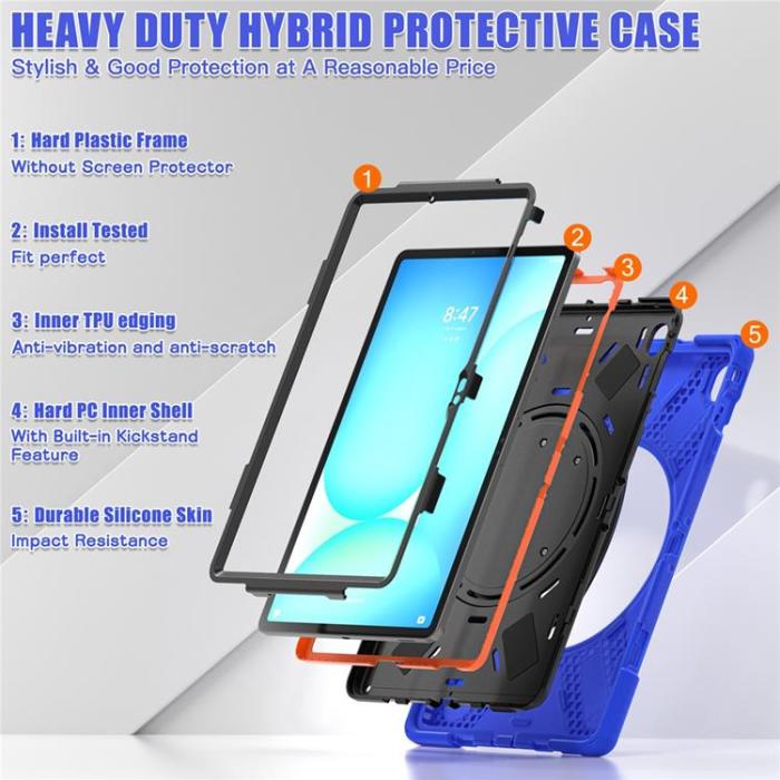 A-One Brand - Galaxy Tab S10 FE Plus Skal Kickstand Handle Grip - Blå