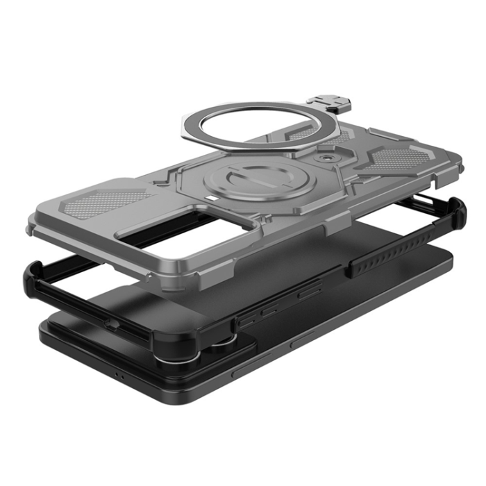 A-One Brand - Galaxy S26 Edge Mobilskal Rotating Metal Kickstand - Grå