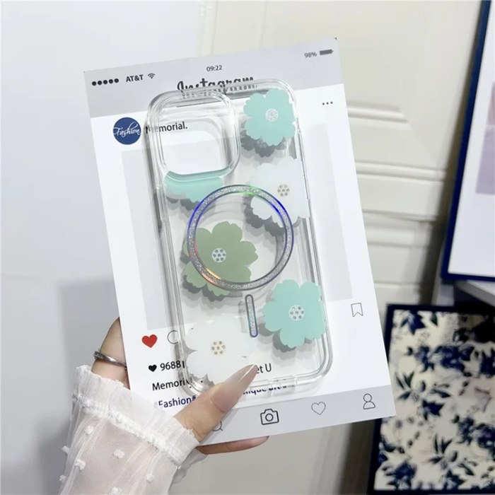 A-One Brand - iPhone 16 Pro Max Mobilskal MagSafe Laser Floral