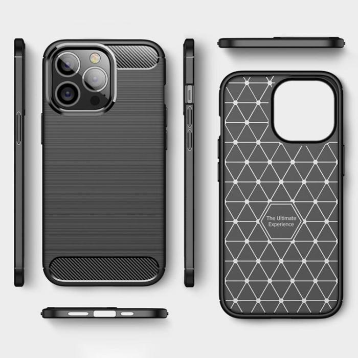 A-One Brand - iPhone 14 Pro Skal Carbon Fiber Texture - Svart