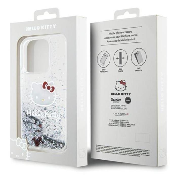 Hello Kitty - Hello Kitty iPhone 14 Pro Max Mobilskal Liquid Glitter Charms Kitty Head