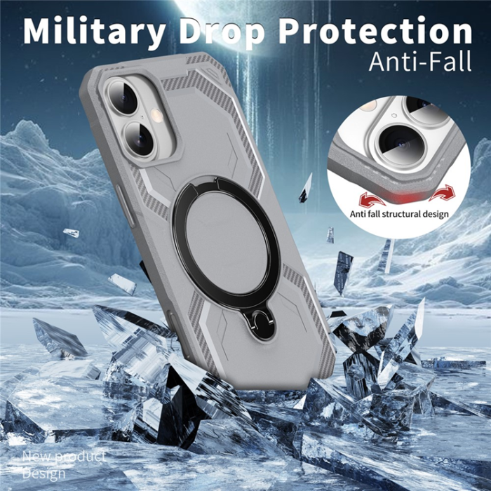 A-One Brand - iPhone 16 Plus Mobilskal MagSafe Kickstand TPU + PC - Grå