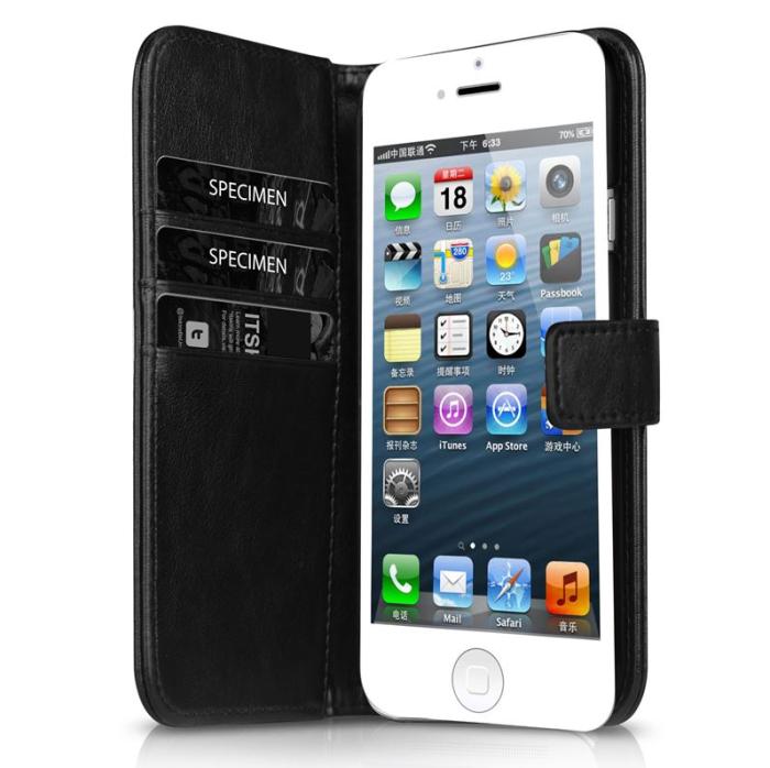 UTGATT4 - ITSKINS Bookcase Plånboksväska till iPhone 5/5S/5SE - Svart
